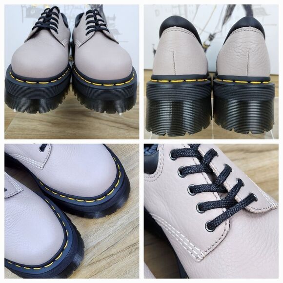 🩵NIB Dr. Martens Taupe 8053 Quad Retro Pisa Leather Platform Oxfords Size 8 - Picture 14 of 16